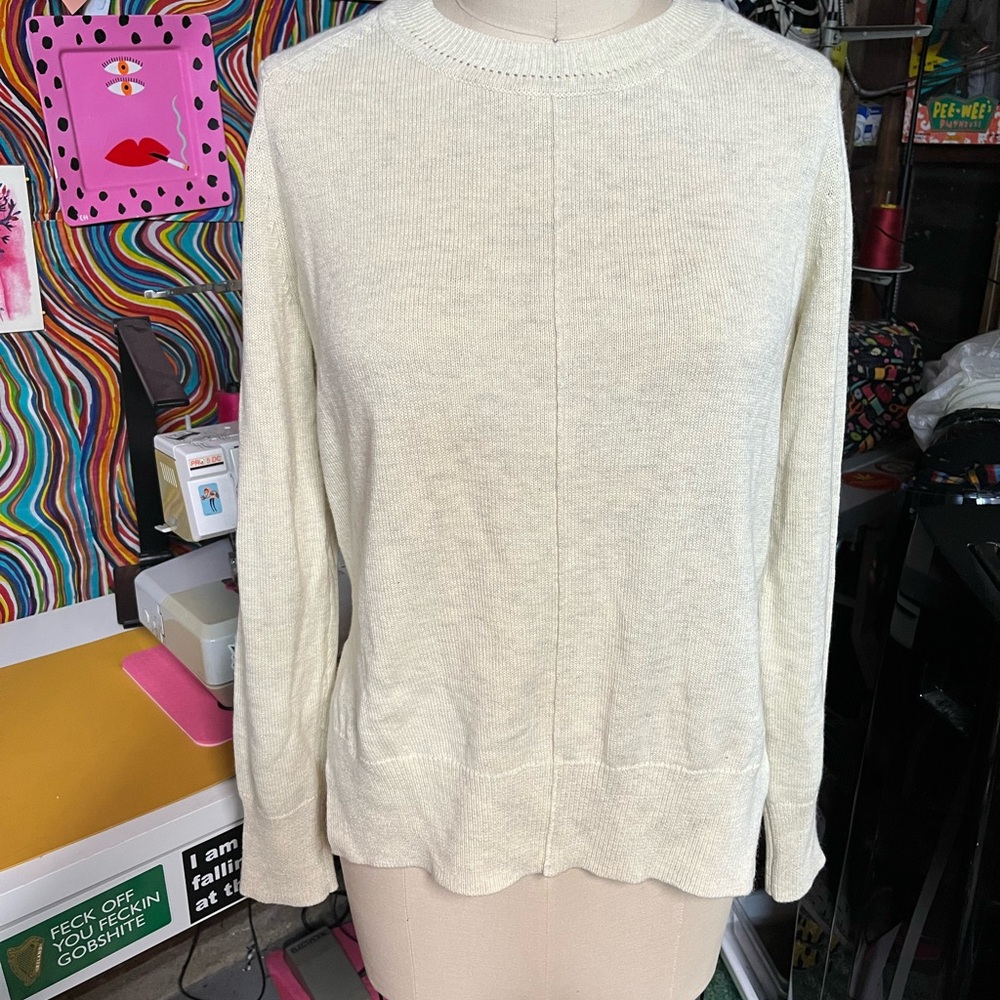 Isabel Marant Cream Heather Cotton & Wool Crew Neck Sweater
